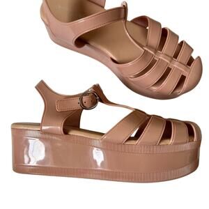 Jeffrey Campbell Pink Platform Jelly Sandals Womens 8.5 Beachy Summer Casual